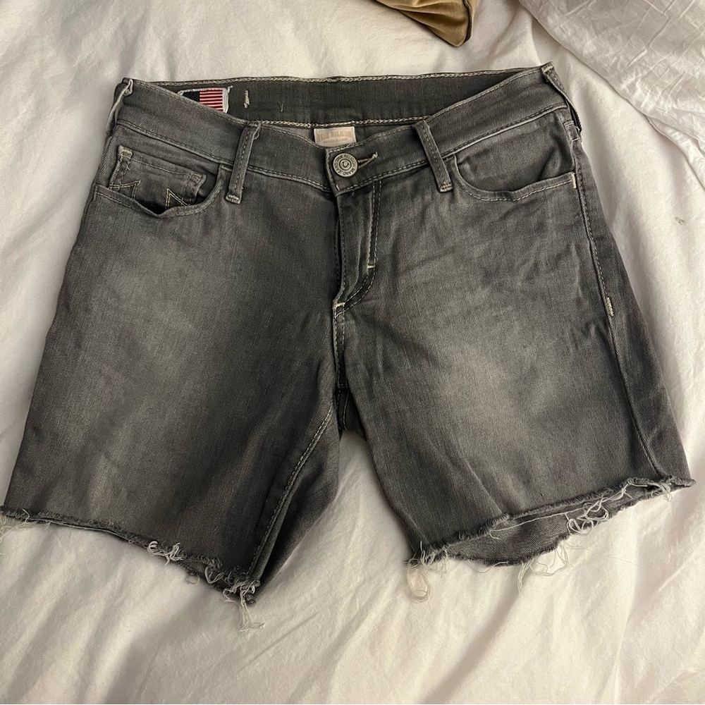 True Religion Grey Jean Shorts